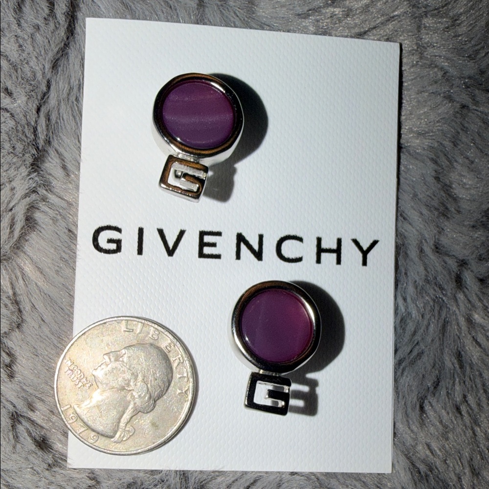 Preloved Givenchy Pearl Purple clip Ons Earrings excellent condition